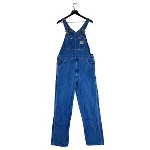 Carhartt Denim Overalls Bib Blue Carpenter Mens Jean Size 36x34 Work Vintage R07